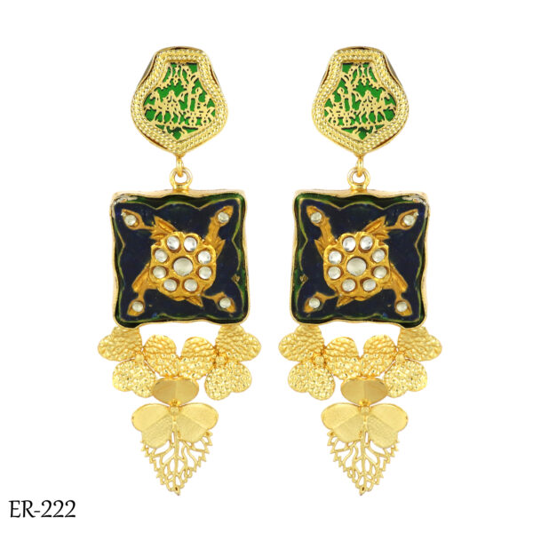 Royal Blue Polki Earrings - Image 2