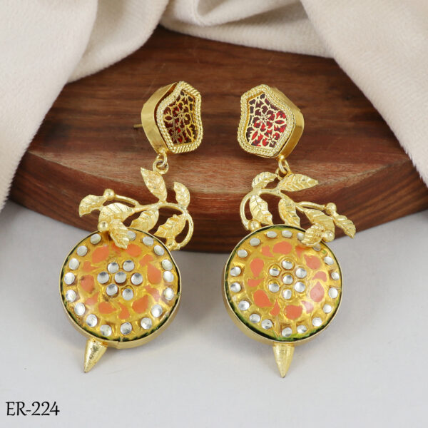 Peach Polki Drop Earrings