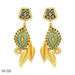 Sky Blue Polki Pearl Drop Earrings - Image 2