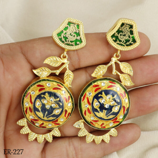 Black Polki Statement Earrings - Image 4
