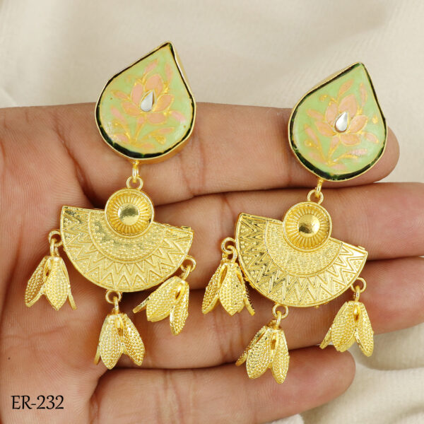 Light Green Polki Drop Earrings - Image 4