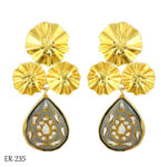 Red Polki with Gray Moonstone Earrings - Image 2