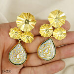 Red Polki with Gray Moonstone Earrings - Image 4