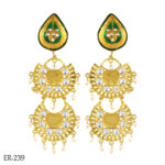 Green Polki Royal Drop Earrings - Image 2