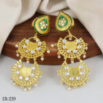 Green Polki Royal Drop Earrings