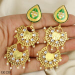 Green Polki Royal Drop Earrings - Image 4