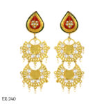 Red Polki Regal Earrings - Image 2
